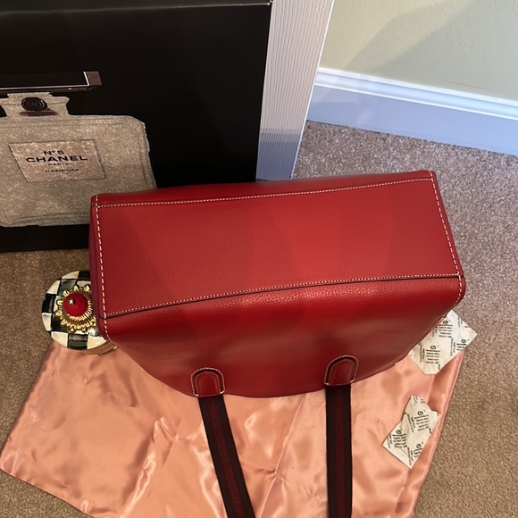 Coach Tote - Cranberry with a Brown Interior - Picture 10 of 11